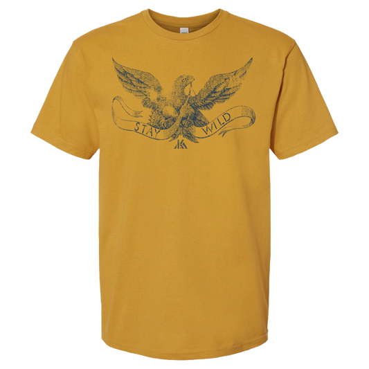 Stay wild eagle banner yellow tee product shot Kip Moore
